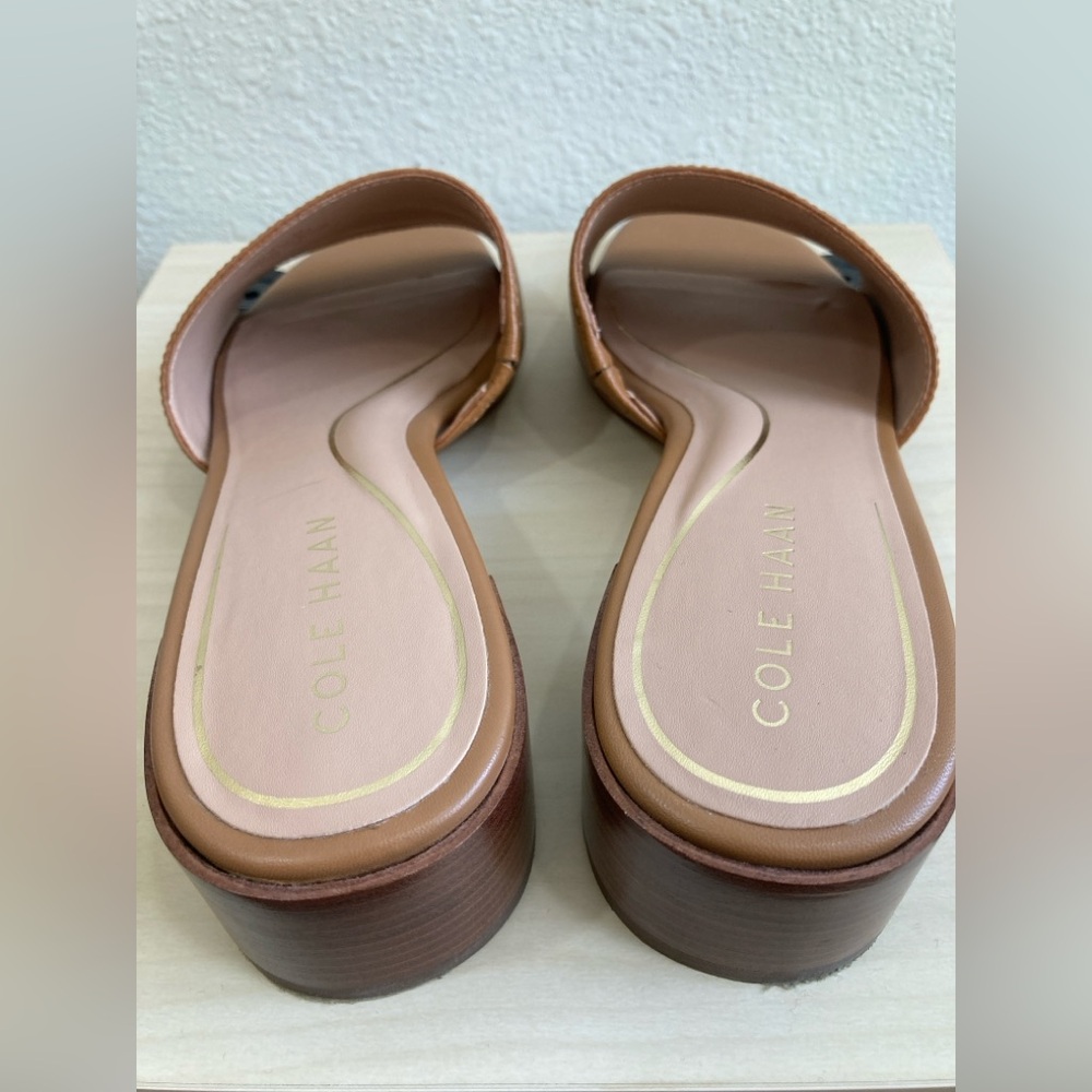 Cole Haan Caramel Leather Calli Single-Band Slide Mule Sandals Size 8B - Picture 5 of 10